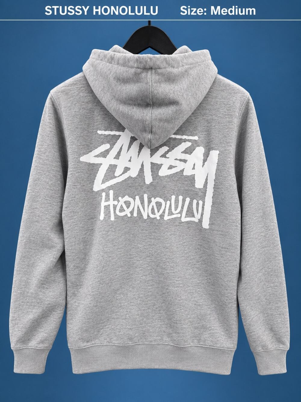 Stussy Honolulu Chapter Gray Full Zip Hoodie Medium NWOT